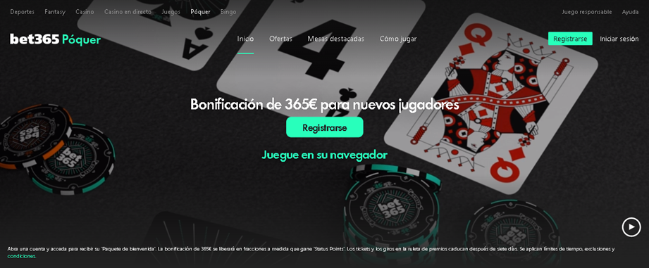Bono de hasta $365 EUR para Póker
