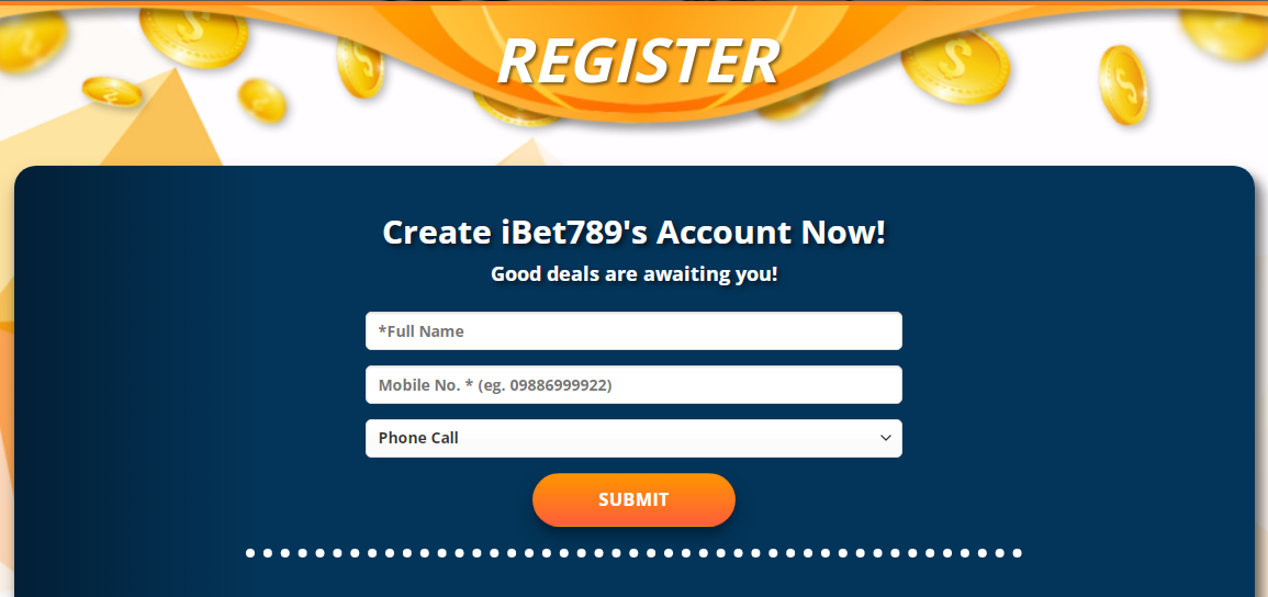 An image of the iBet  sign-up form page
