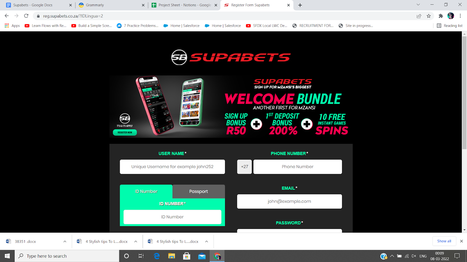 Welcome bonus offered by Supabets site.