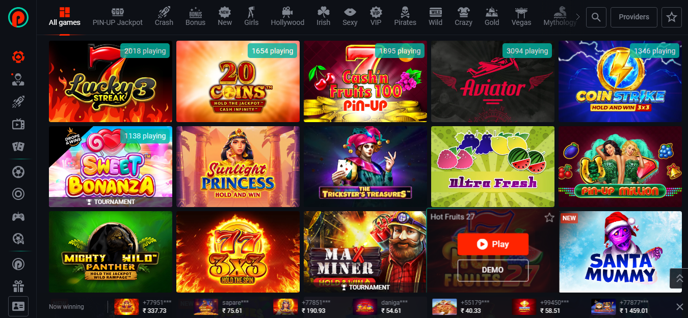 Pin Up India Casino Games