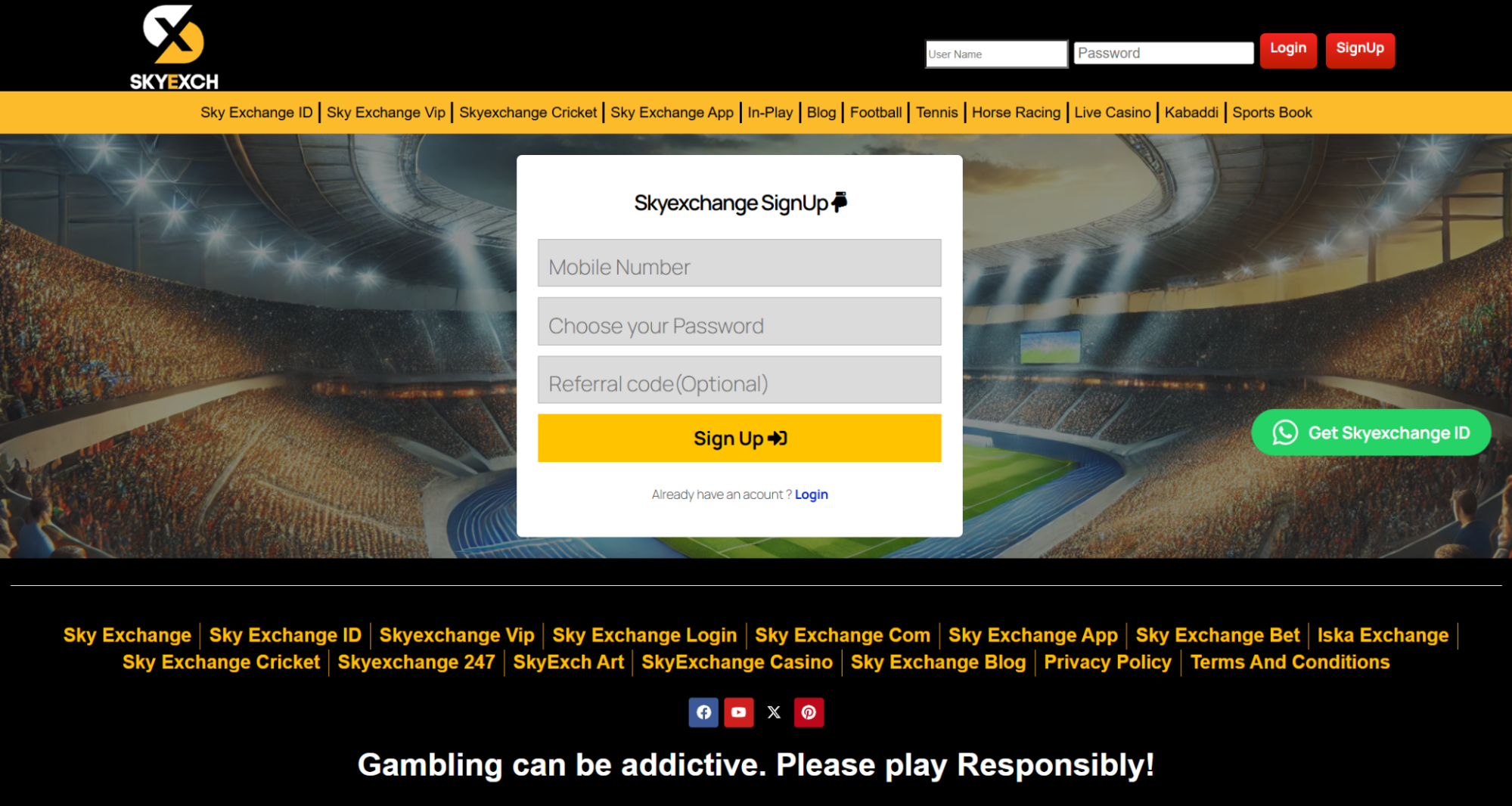 SkyExchange Registration Page