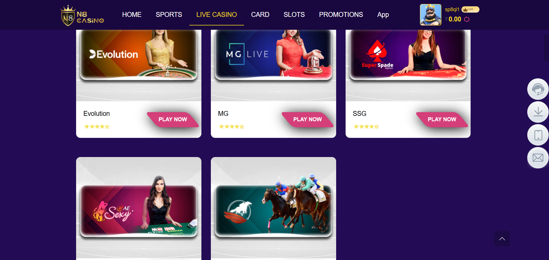 N8 casino app gaming providers