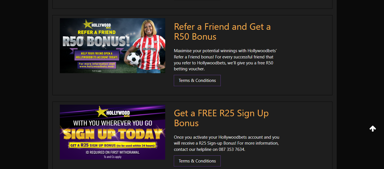 The bonus for signing up on Hollywoodbets