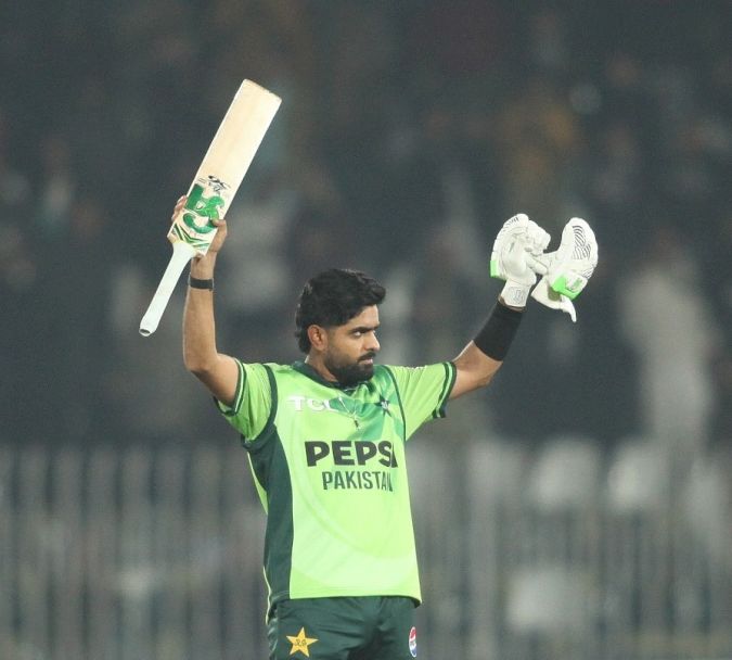 I'M BACK:  Babar Azam celebrates his ton. @PCB
