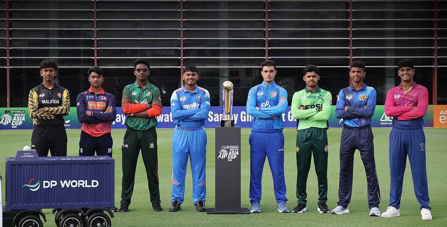 U-19 captains from various teams pose with the trophy ahead of the Asia Cup in UAE: @ACC/X U-19 captains from various teams pose with the trophy ahead of the Asia Cup in UAE: @ACC/X