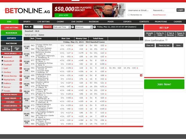 Betonline website UFC betting page