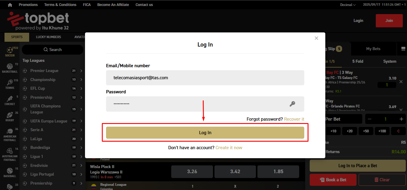 Topbet Login Process Banner