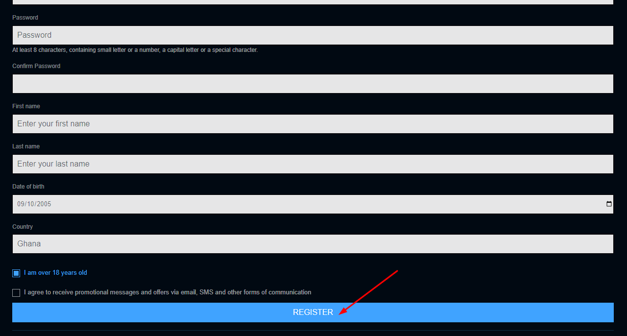 Submit Registration Details