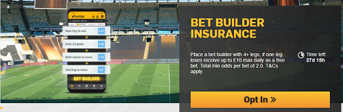 Bet builder insurance Bet builder promotion for more wins
