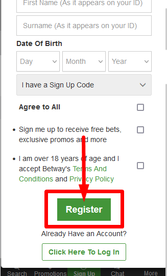  Betway Zambia How to Sign up image