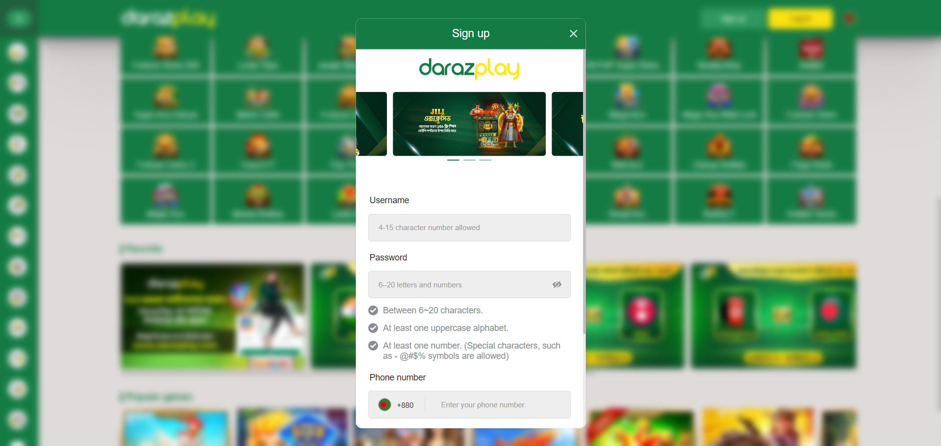 Registration on DarazPlay