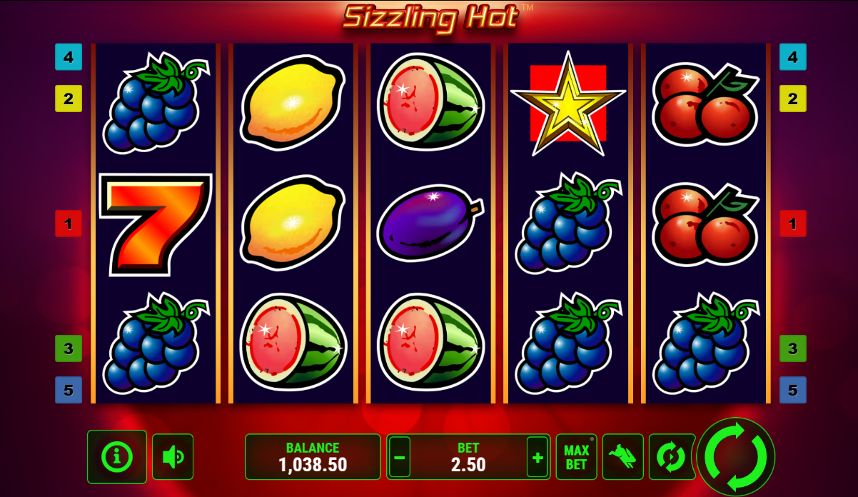 Pantalla principal  del Slot  Sizzling Hot