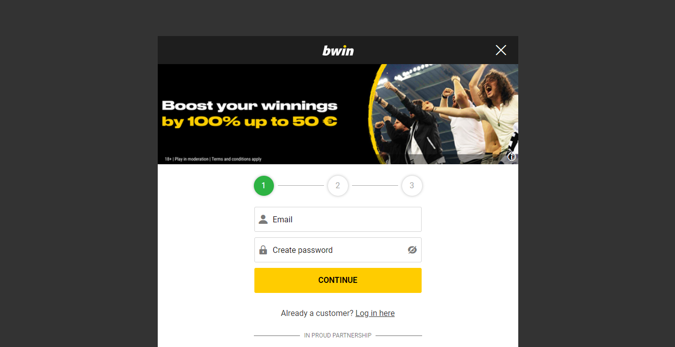 Bwin sign up form