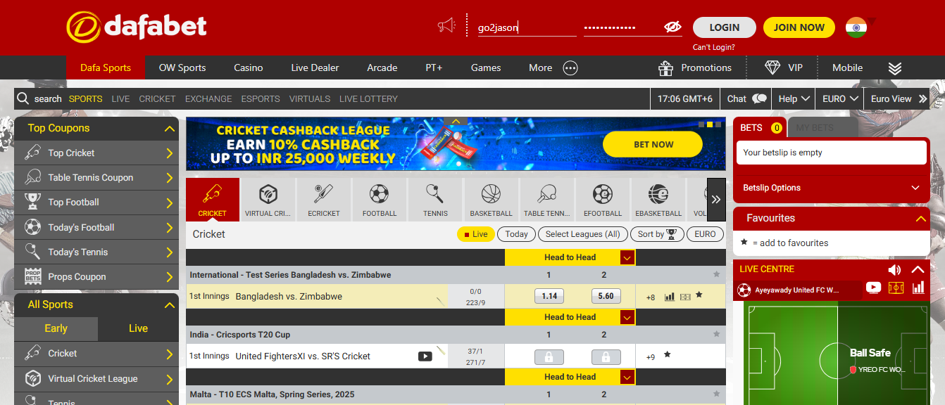 Dafabet LOGIN Details 