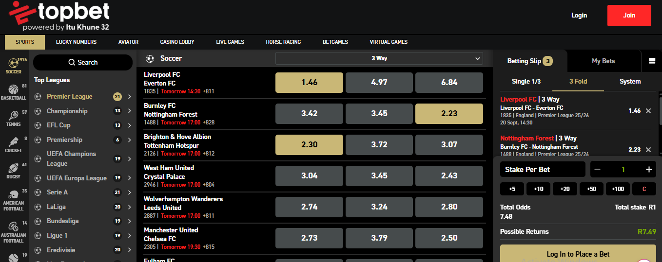 Choose the Match and the Bet Type