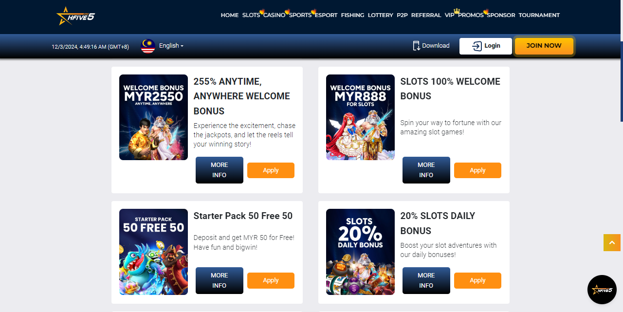 Hfive5 Asia Welcome Bonus