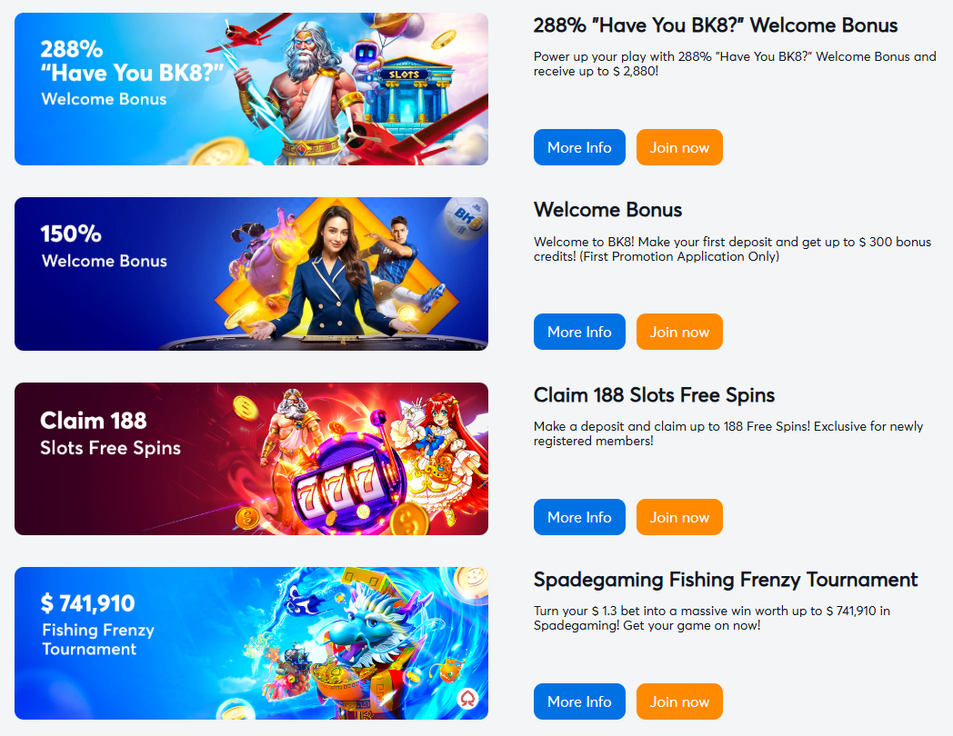 BK8 Singapore Bonuses