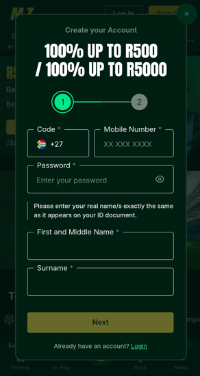  Mzansibet Registration