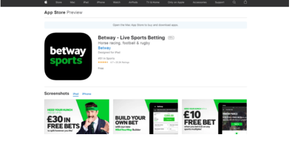 Link de descargar directa de la App móvil iOS de Betway