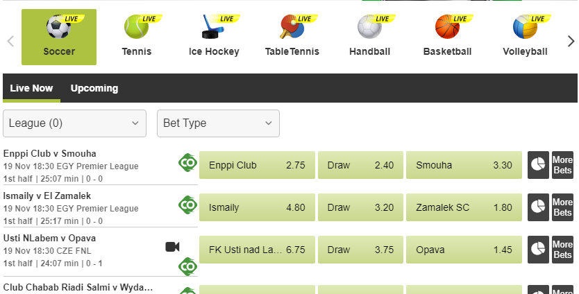 Betway Live section