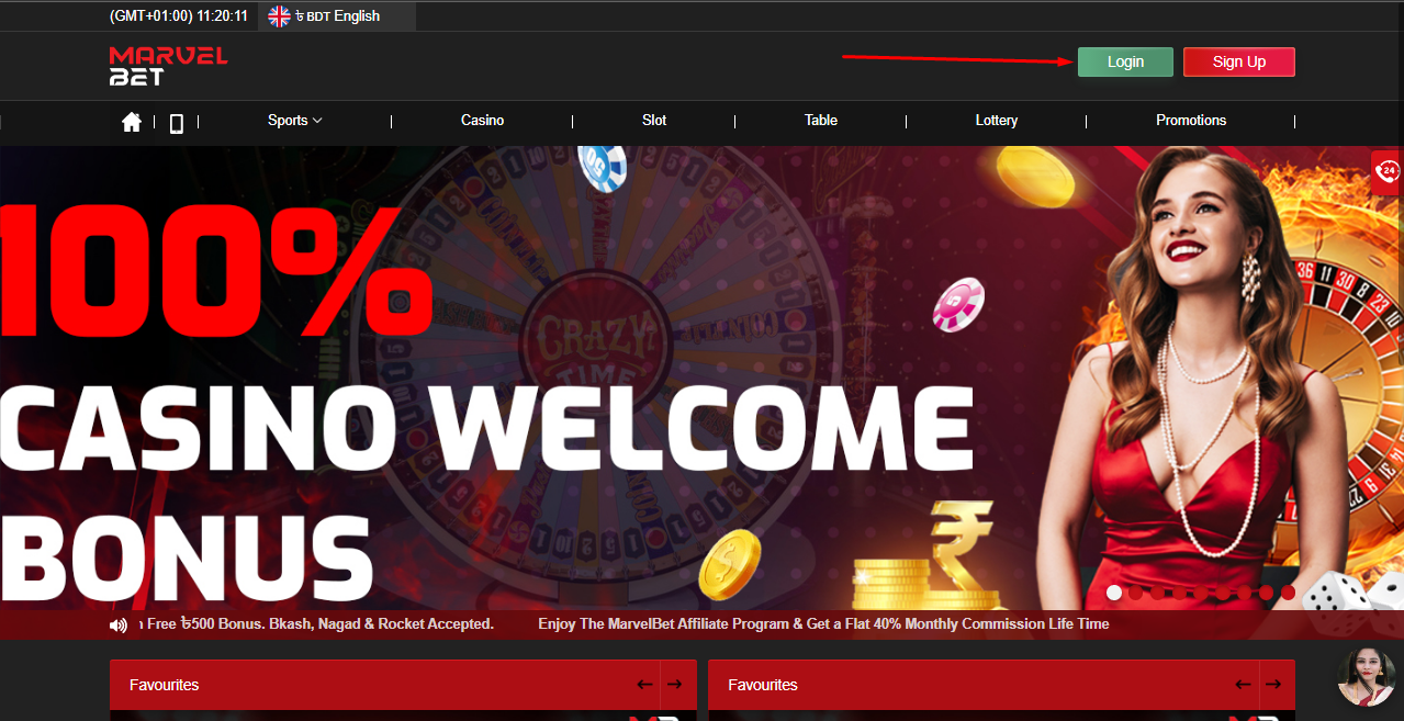 An image of Marvelbet homepage page