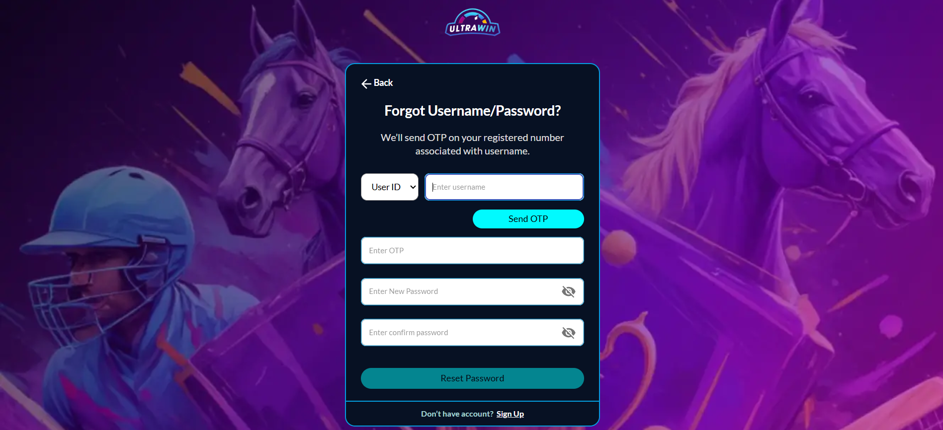 Forgot password on Ultrawin