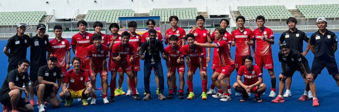 Japanese national team pose after a training session.