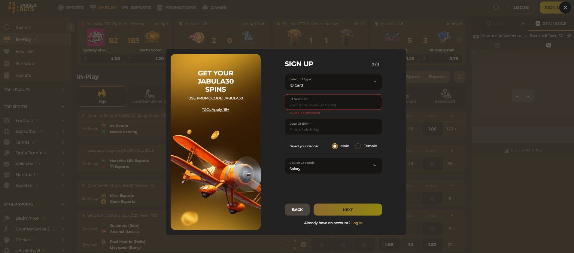 Enter Personal details