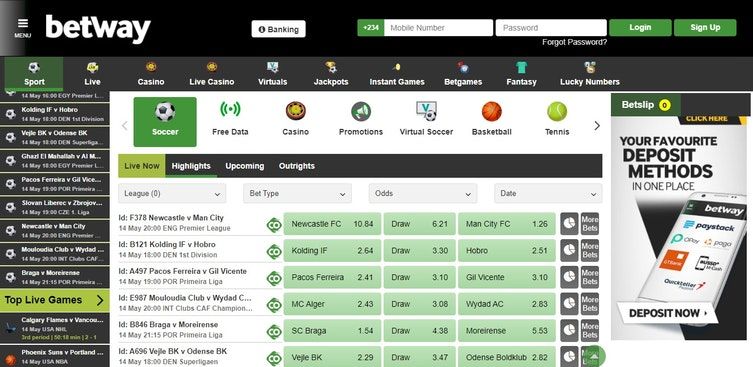 Betway Football Odds