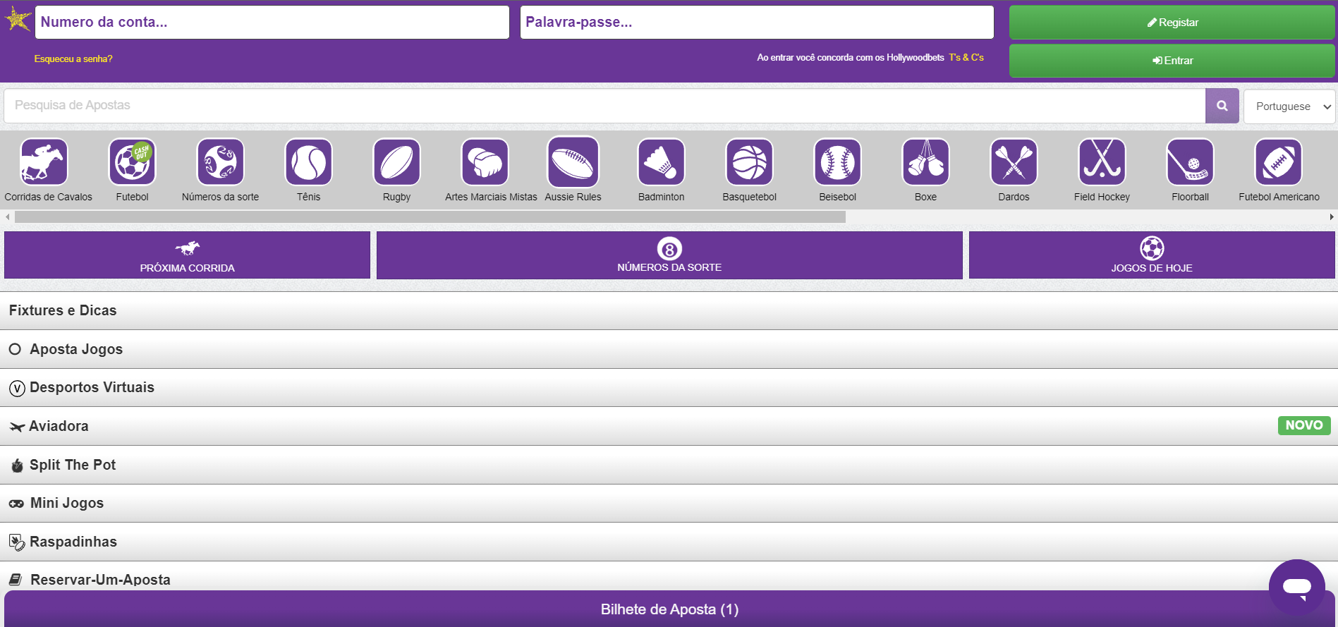 site da Hollywoodbets onde fazer o login