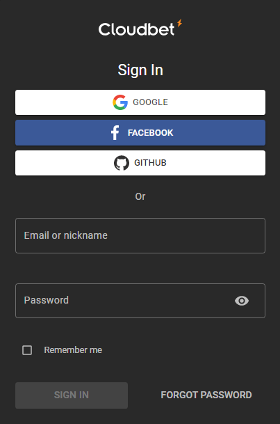 An image of the Cloudbet Nigeria login page