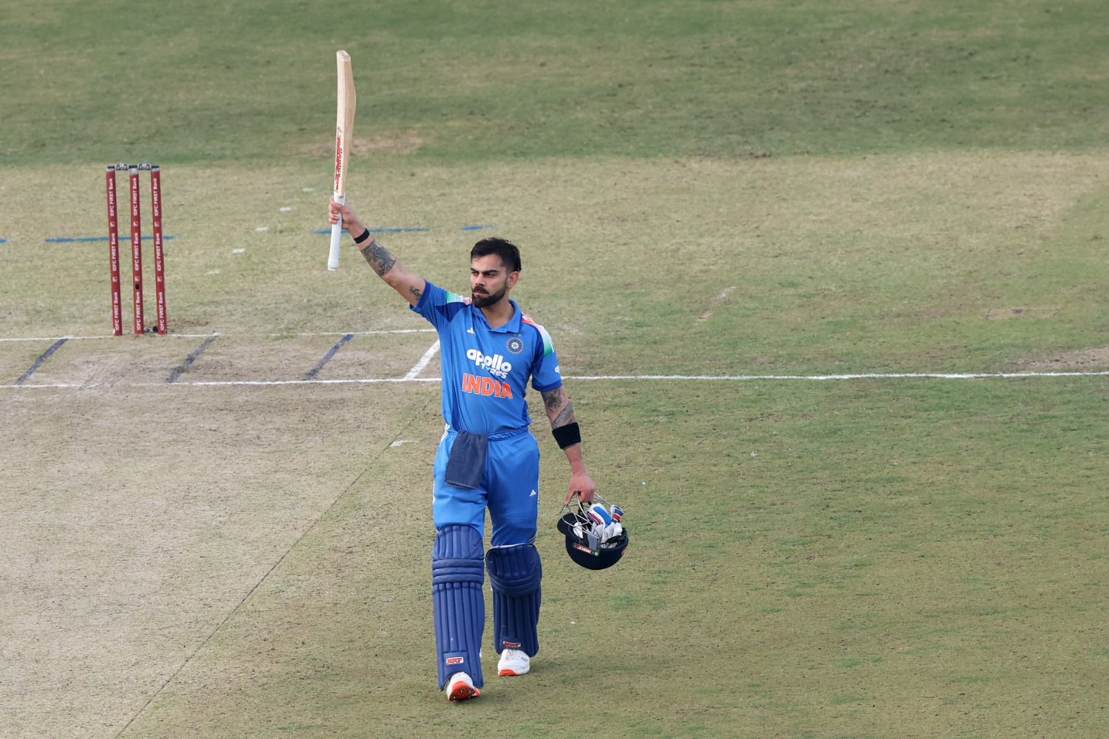 IN A LEAGUE OF HIS OWN: Virat Kohli celebrates his sensational century. @BCCI