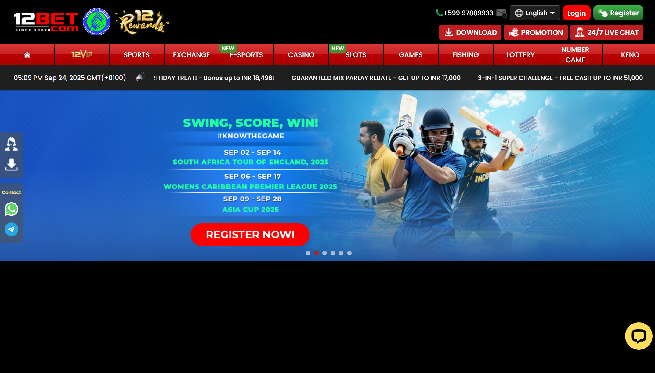 Visit the 12Bet homepage
