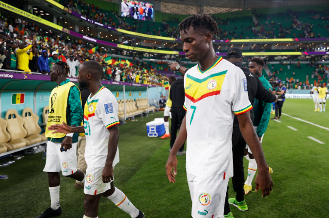 Senegal players after the loss to Netherlands