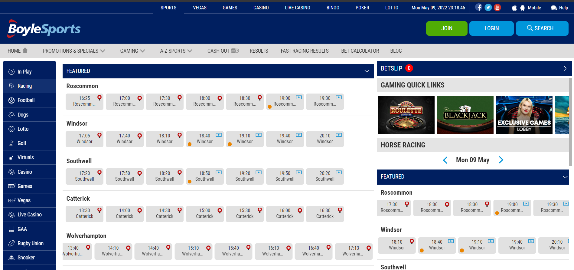 Timings for the odds for Horse racing at BoyleSports
