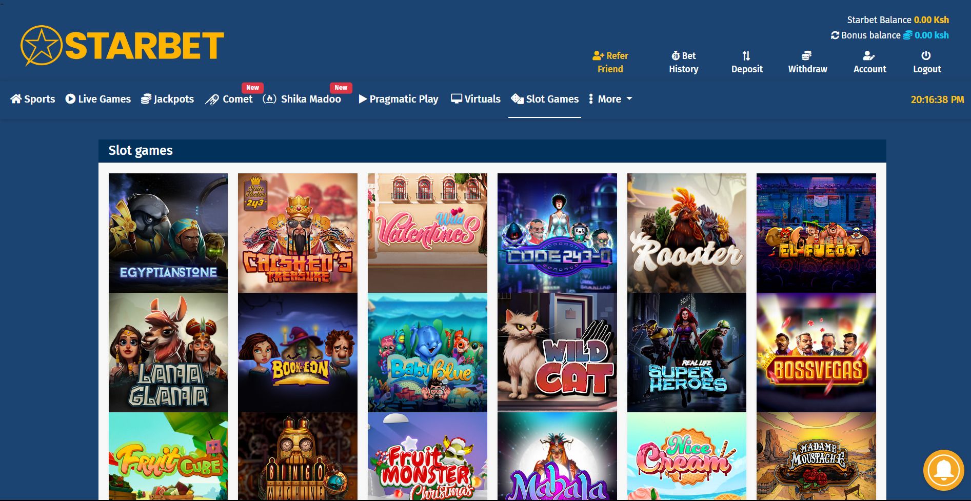 Starbet Casino Games image An image of the Starbet Casino games