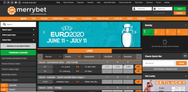Merrybet Sportsbook Main Menu Main menu image of Merrybet sportsbook