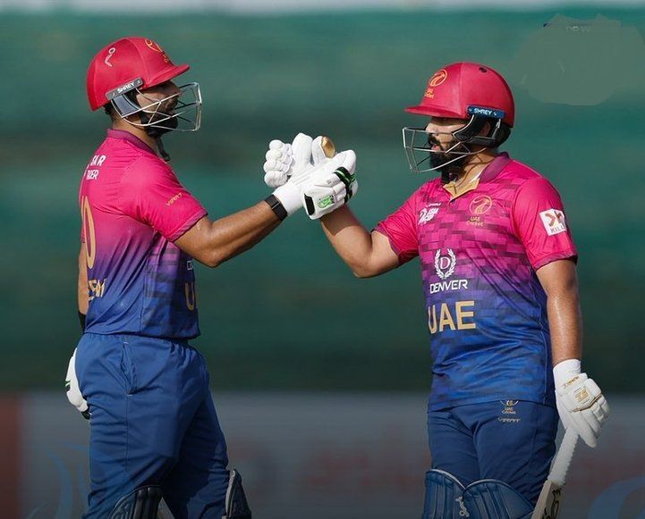 UAE's Alishan Sharafu and captain Muhammad Waseem shines with bat. @AsianCricketCouncil/X
