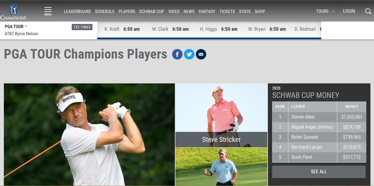 Image of the PGA championship 2022 players page