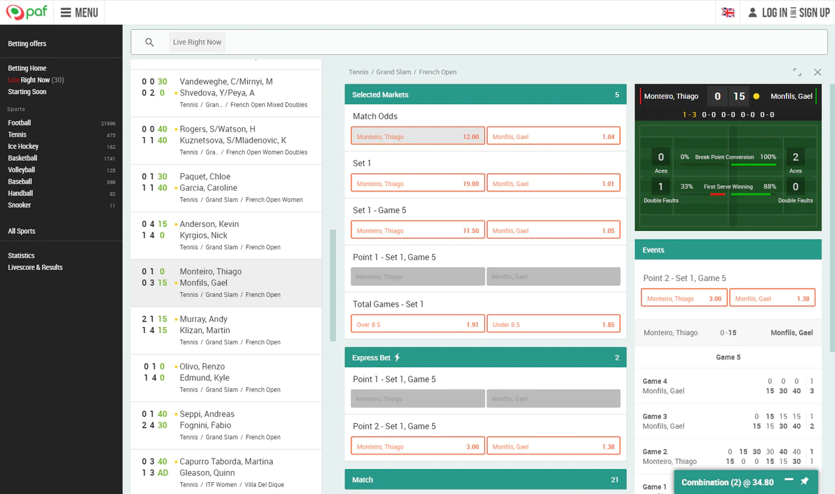 Paf betting lines