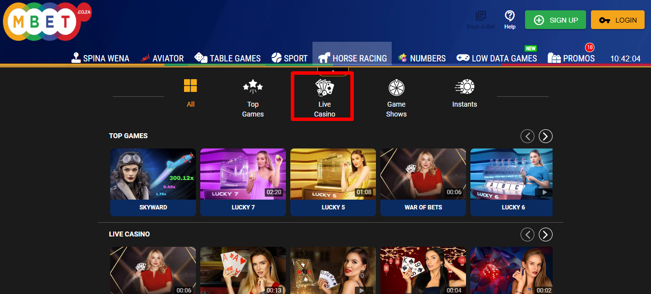 Mbet Vegas Games Live Casino