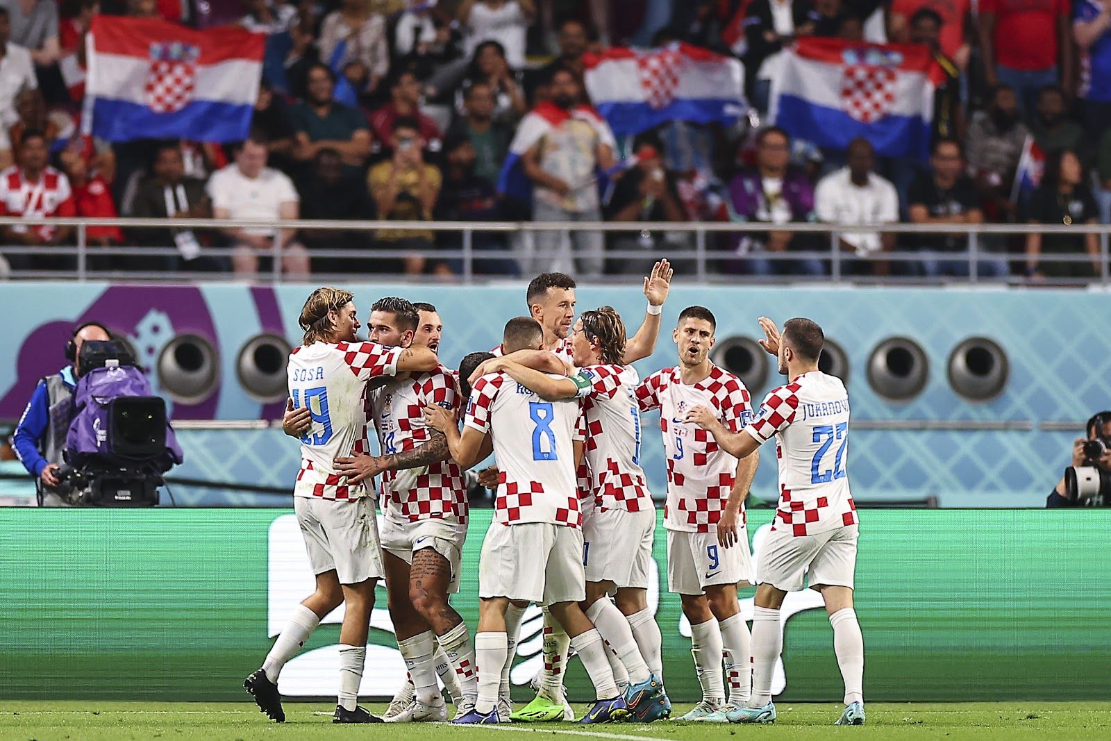 Croatia National Team Players celebrating at the World Cup 2022.