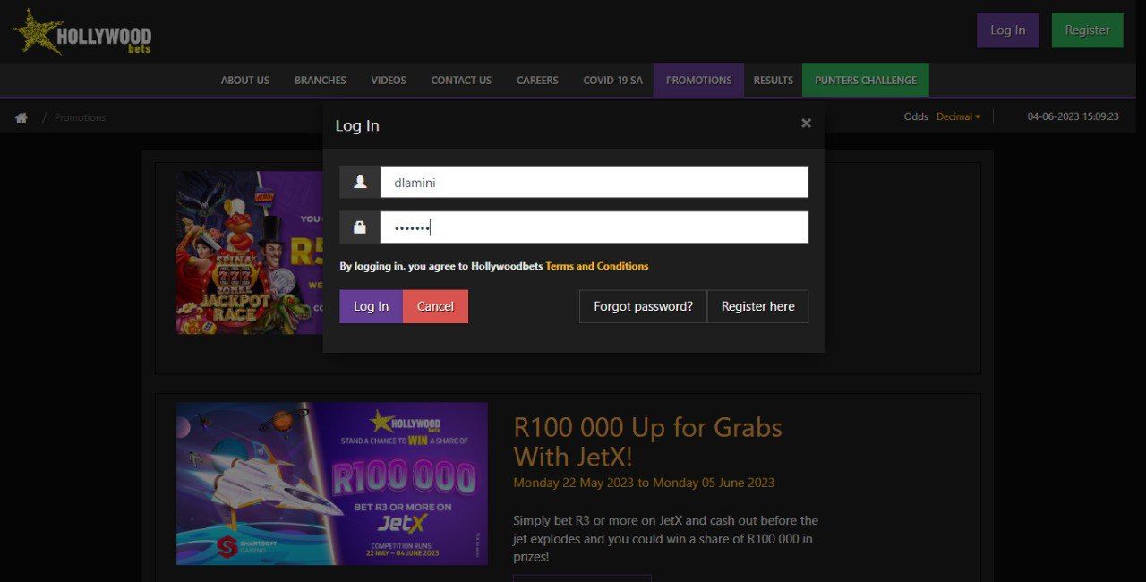 HollywoodBets Account Login
