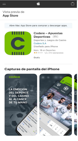 app de iOS Codere