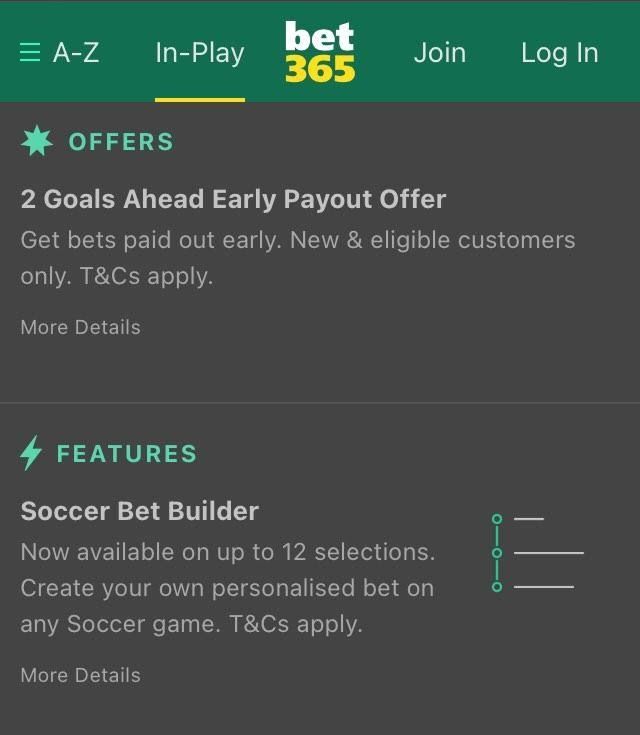 Bet365 mobile interface