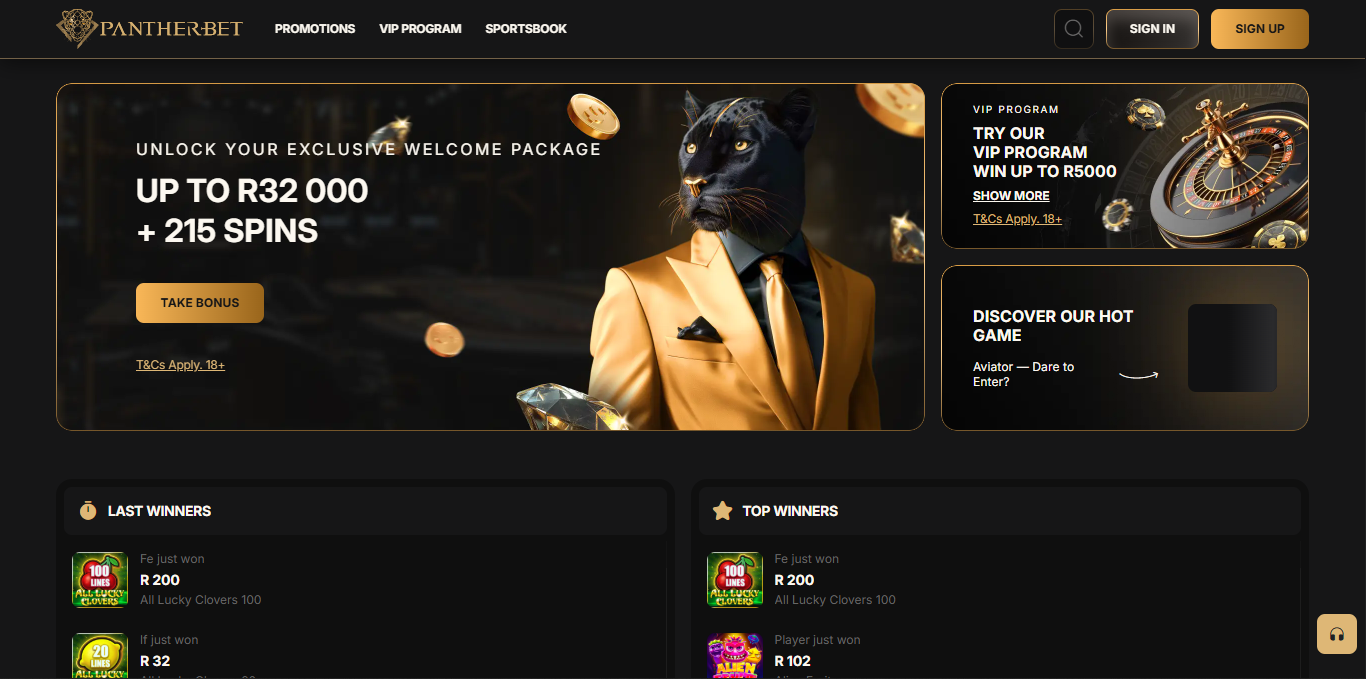 Pantherbet Casino Login Process Banner