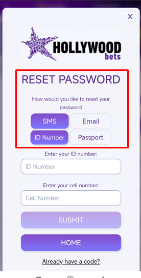 My Hollywood Login Password Reset on Mobile