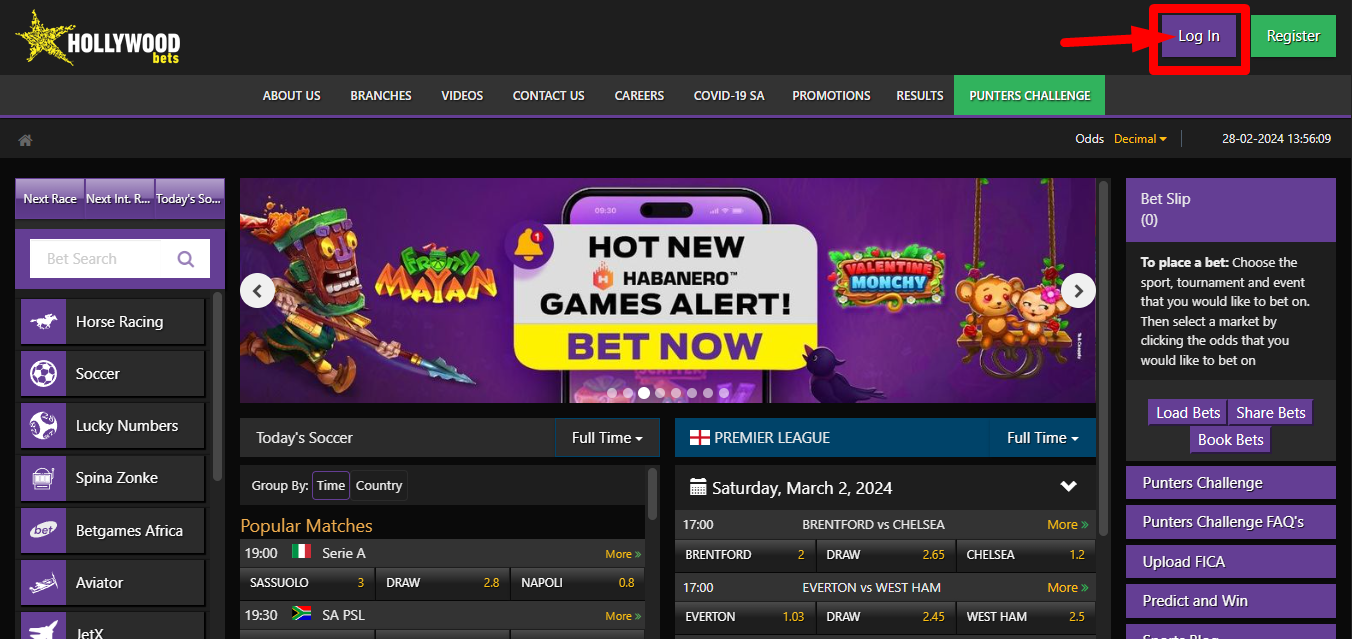 Image of Hollywoodbets South Africa Website