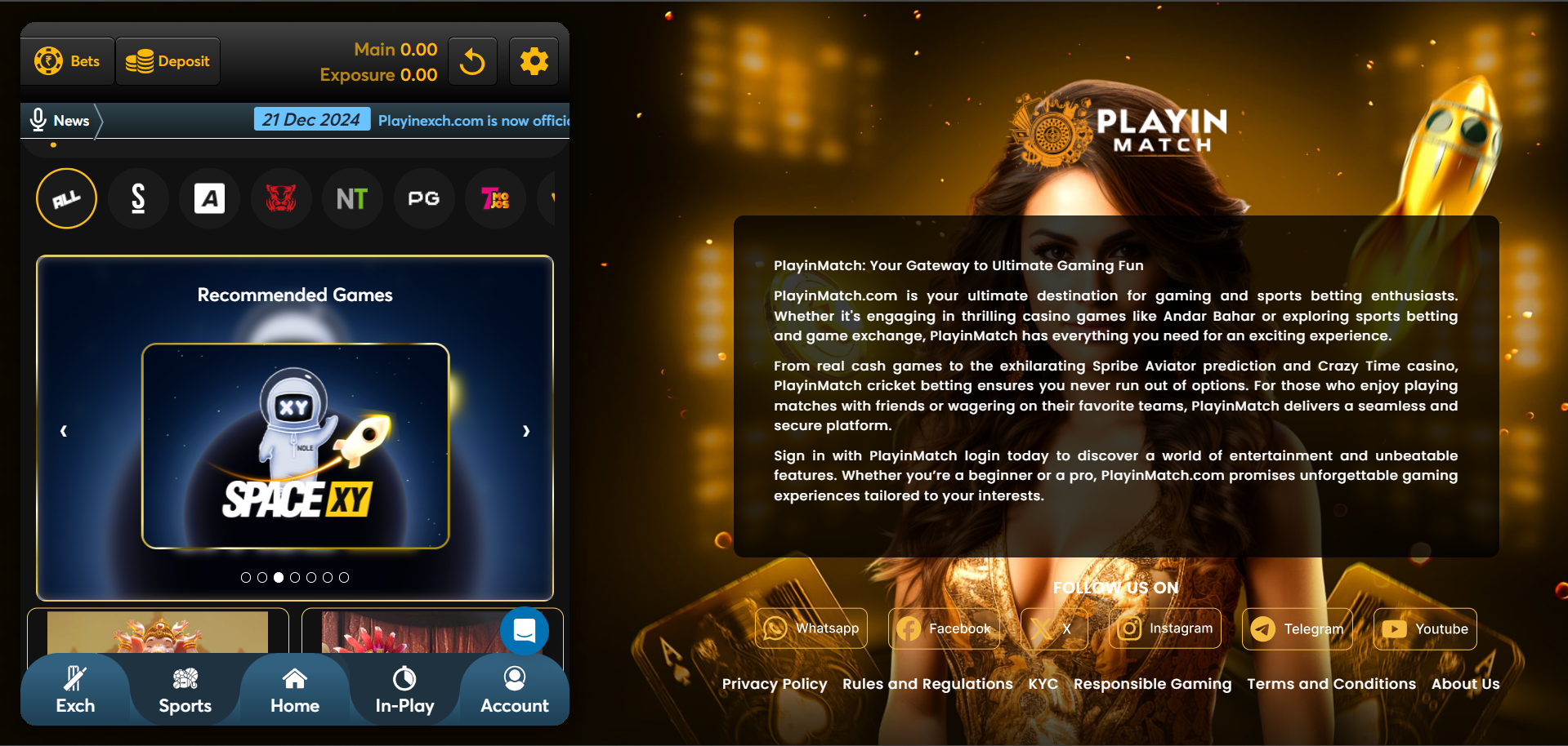 Slot games on Playinexch