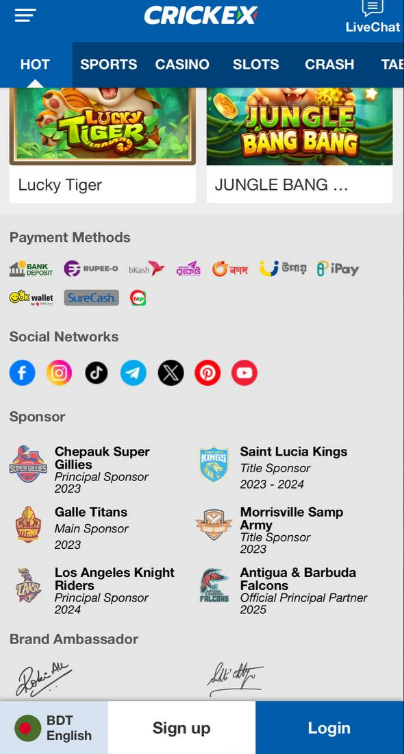 Go to the Crickex Instagram